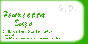henrietta duzs business card