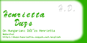 henrietta duzs business card